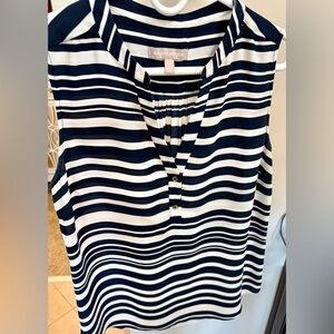Banana Republic Navy & White Striped Sleeveless Shell